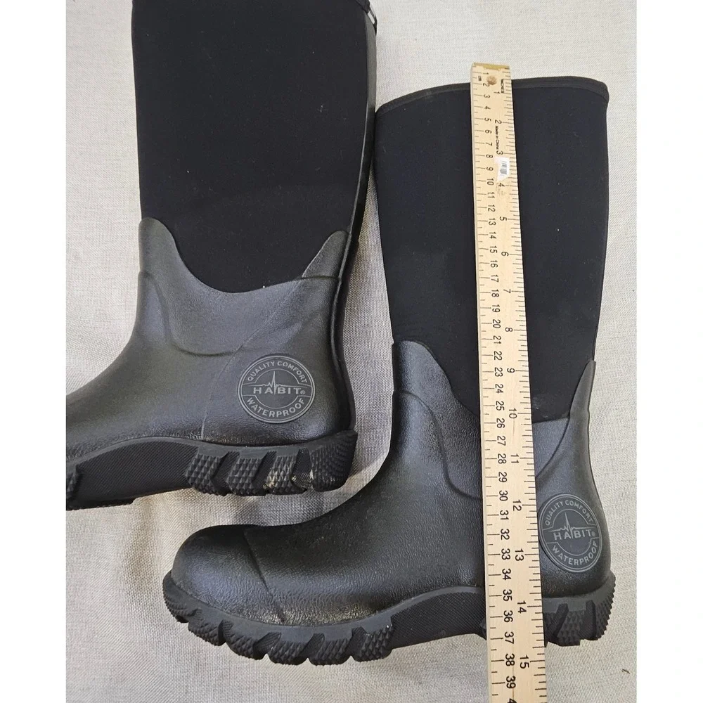 Habit Waterproof Hunting Boots Men 6 Black Neoprene Rubber Rain Outdoor Lug Sole